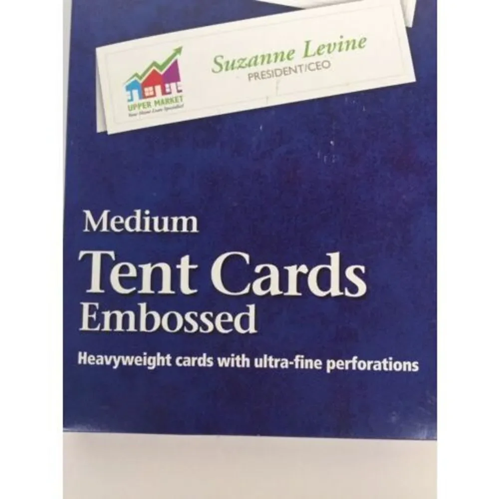 NWT Avery Templates 5305 Medium whiteTent Cards embossed 2.5 x 8 5 - 100 cards